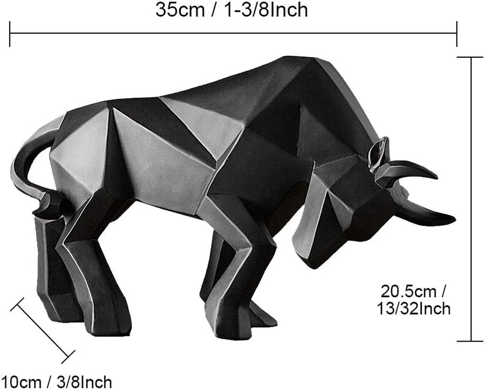 Polyresin Bull Figurine Home Decor, Abstract Sculptures, Originality Home Decoration Furnishing Animal Ornament, Geometric Surface Statues Home Decor Ornament
